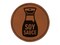 Soy Sauce Bottle Round Iron-On Engraved Faux Leather Patch Applique - 2.5"